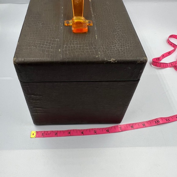 Vintage Snake Skin Mini Train Travel Case Carry On Luggage Handle MCM Distressed - Picture 16 of 16